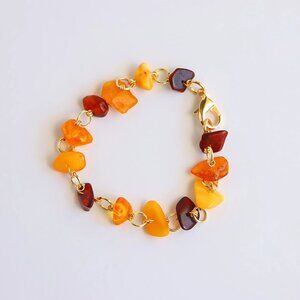 Baltic Amber Chain Bracelet-Handmade